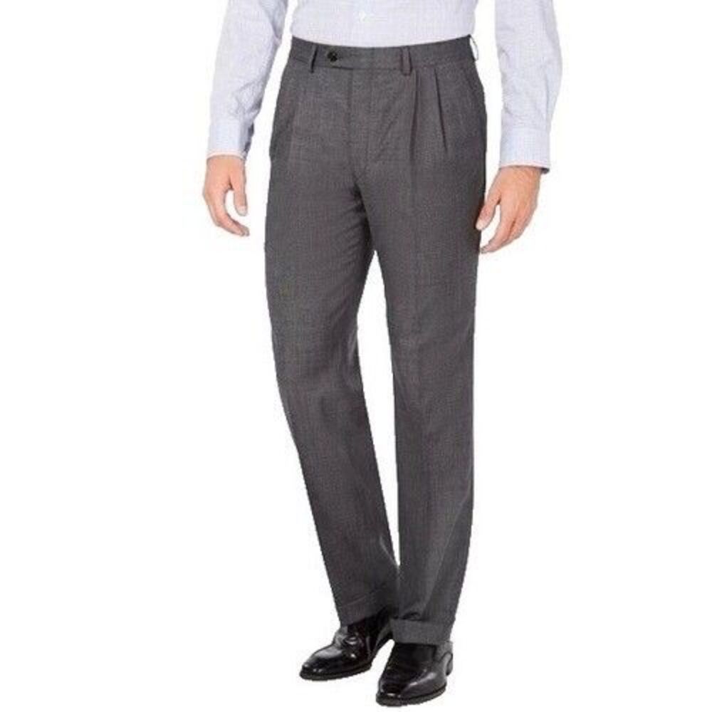 NWT Ralph Lauren Ultraflex Washable Gray Pleated Cuffed Dress Pants Men 38x30